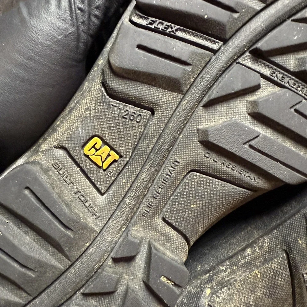 Caterpillar Fairbanks P90936‎ Black Leather Steel Toe Work Boots Mens 8